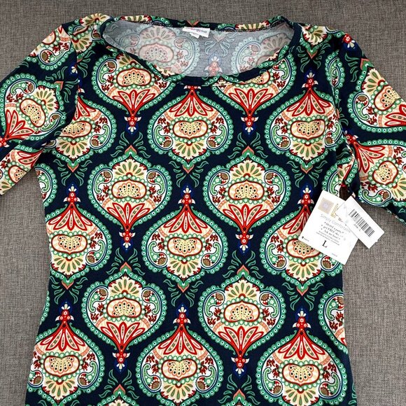 NEW! LuLaRoe Julia Pencil Dress Large Damask Medallion stretch short Sleeves - Picture 4 of 11